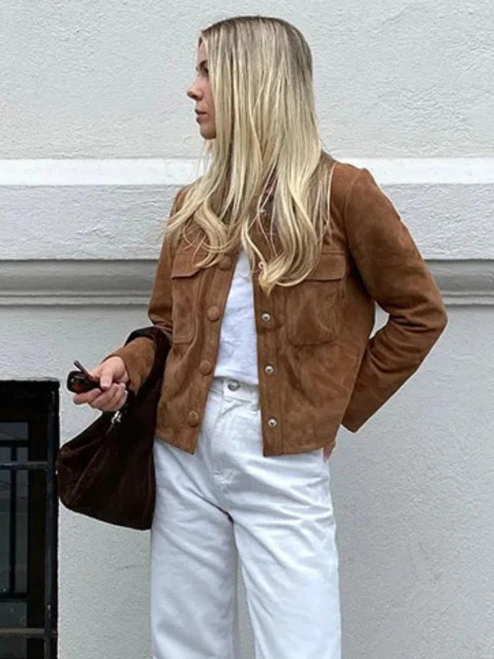 Suede jacket women detail