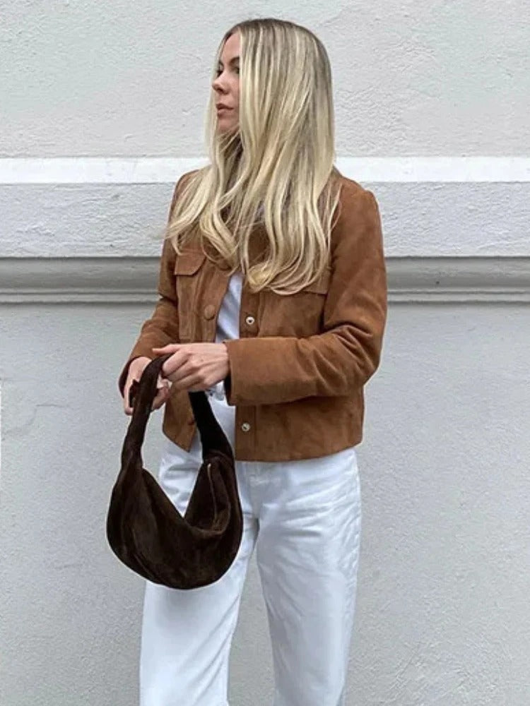 Suede jacket women detail