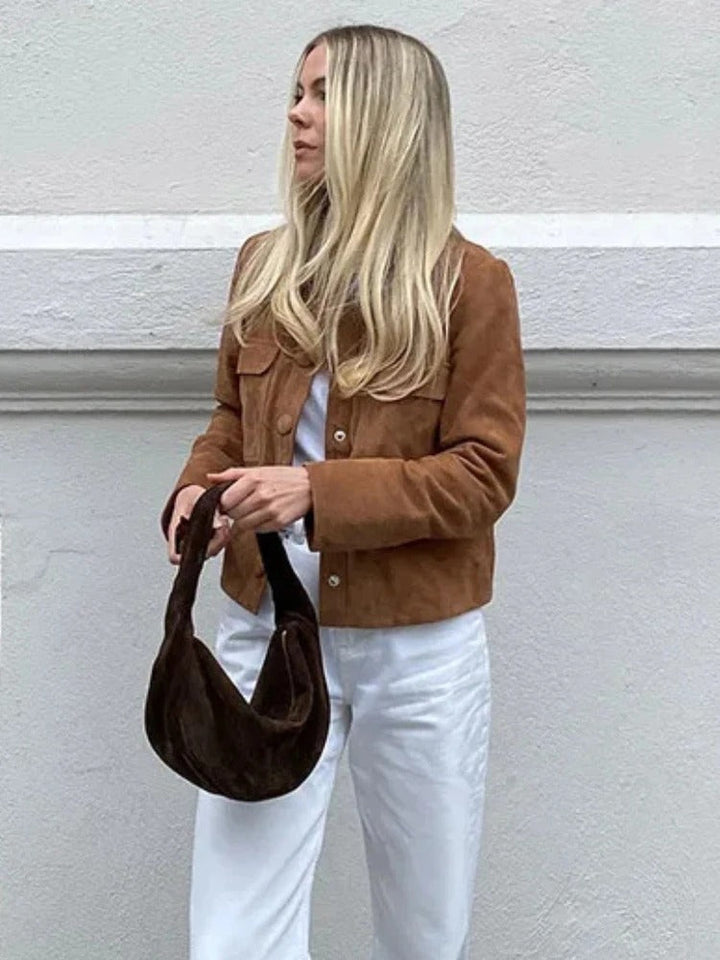 Suede jacket women detail