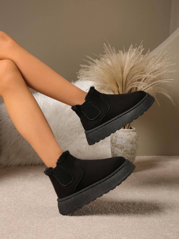 Platform Chelsea Snow Boots with Chunky Sole and Warm Lining