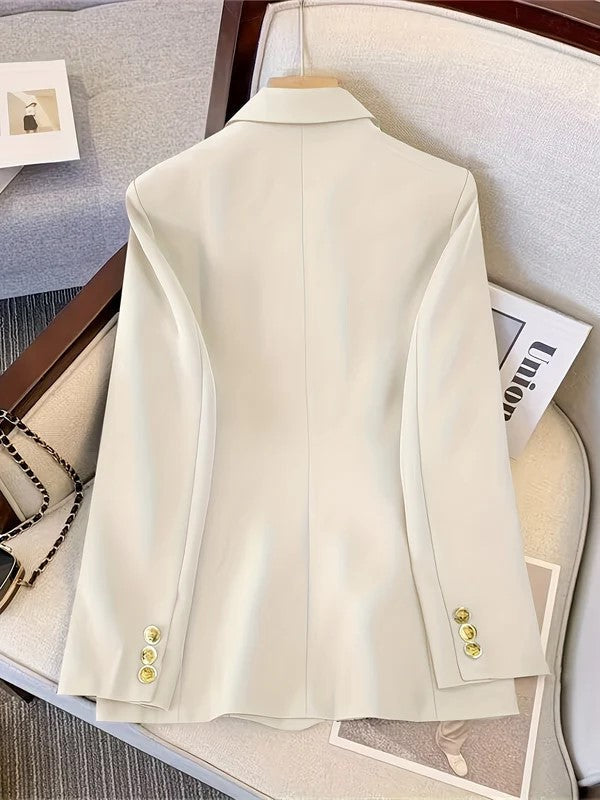 Gold button blazer women detail
