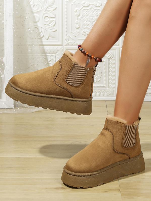 Platform Chelsea Snow Boots with Chunky Sole and Warm Lining