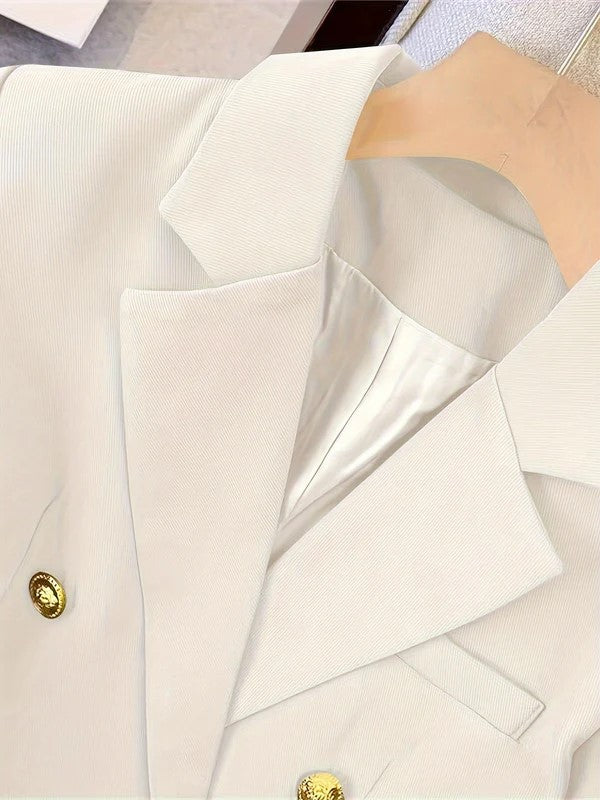 Gold button blazer women detail