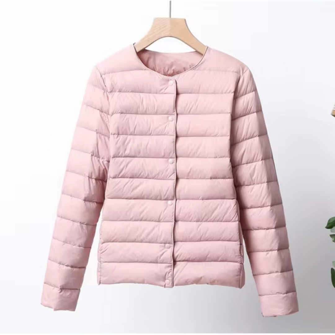 Ultra thin down jacket women folded