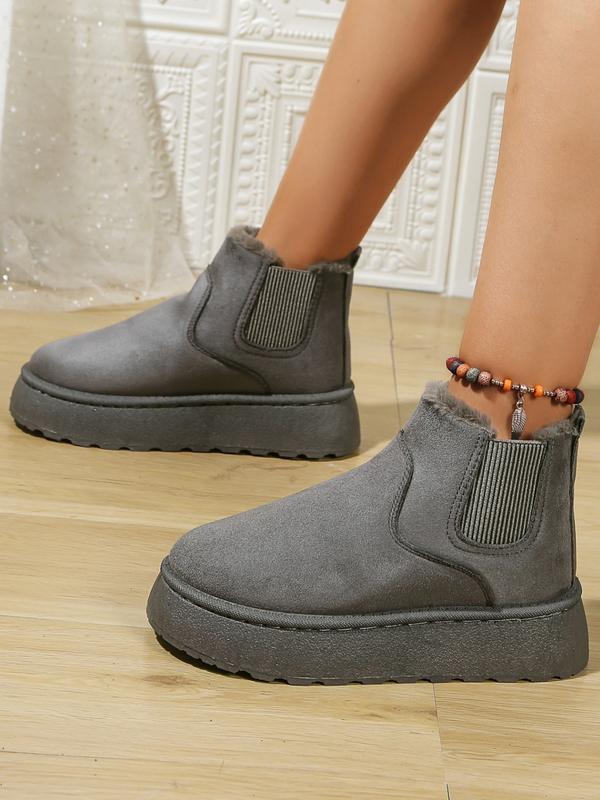 Platform Chelsea Snow Boots with Chunky Sole and Warm Lining