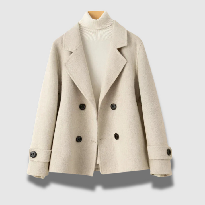 Tailored blazer women beige front