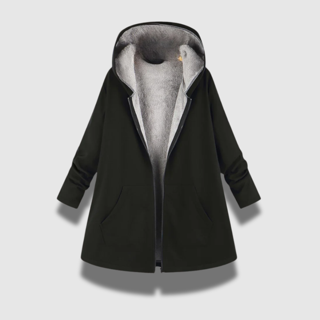Hooded winter jacket women black