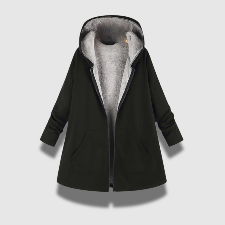 Hooded winter jacket women black
