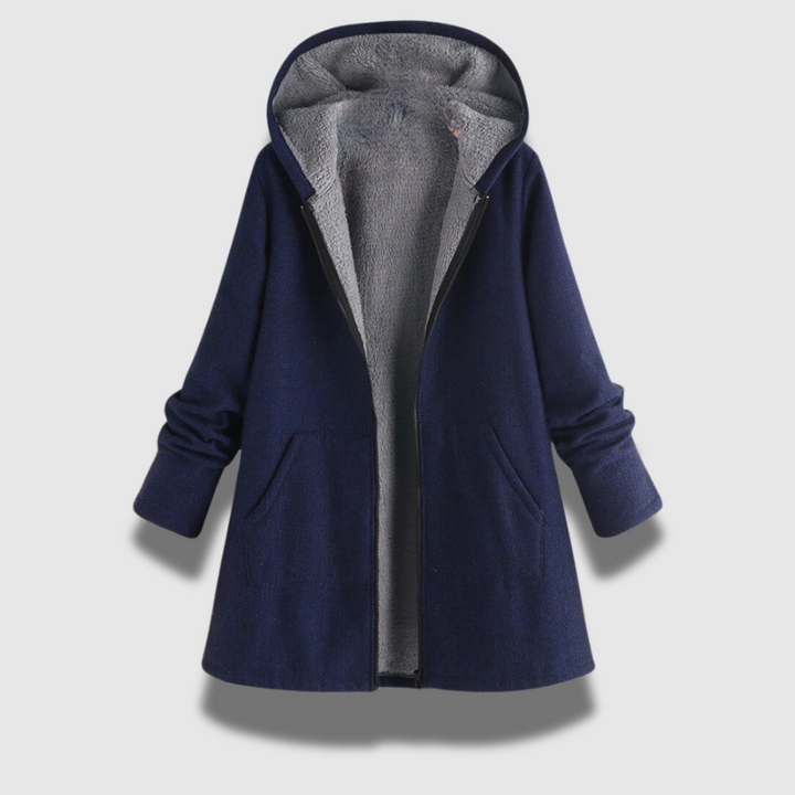 Hooded winter jacket women navy blue