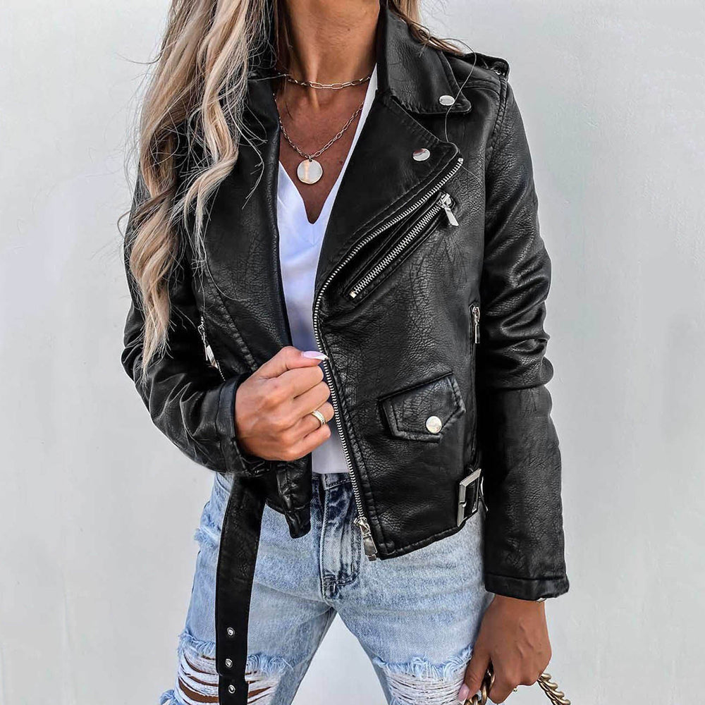 Faux leather jacket women black