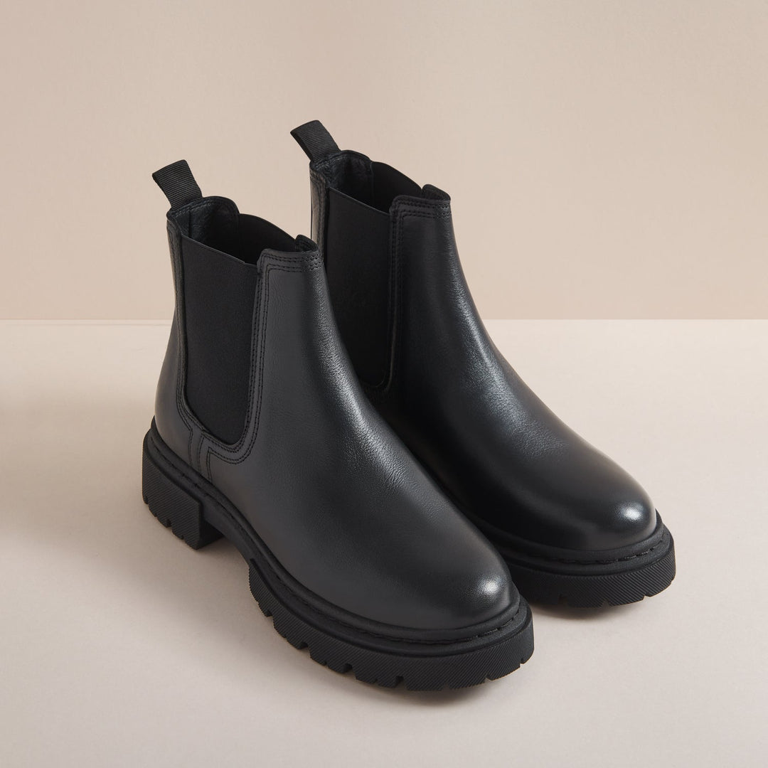 Chunky Lug Sole Chelsea Boots with Elasticated Gussets and Heel Pull Tab
