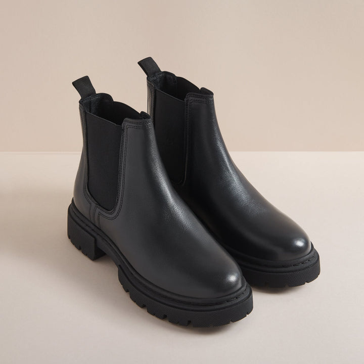 Chunky Lug Sole Chelsea Boots with Elasticated Gussets and Heel Pull Tab