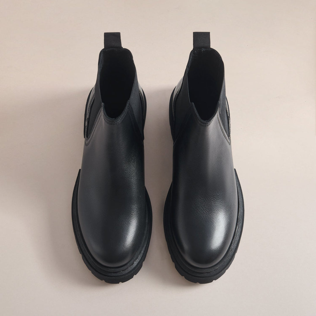 Chunky Lug Sole Chelsea Boots with Elasticated Gussets and Heel Pull Tab
