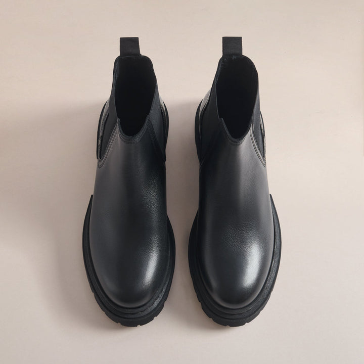 Chunky Lug Sole Chelsea Boots with Elasticated Gussets and Heel Pull Tab