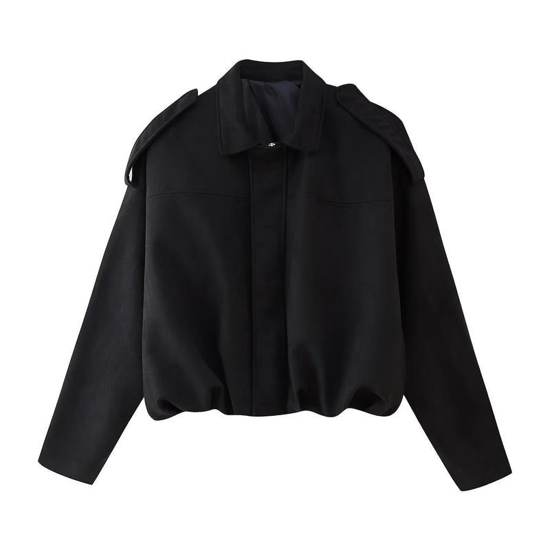 Oversized Suede Bomber Jacket with Zip Front and Drop Shoulders