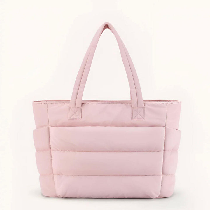 Quilted Puffer Tote Bag with Side Pockets