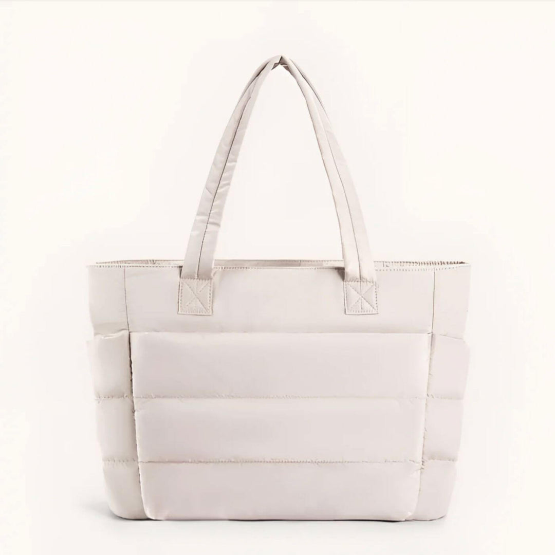 Quilted Puffer Tote Bag with Side Pockets