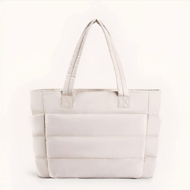 Quilted Puffer Tote Bag with Side Pockets