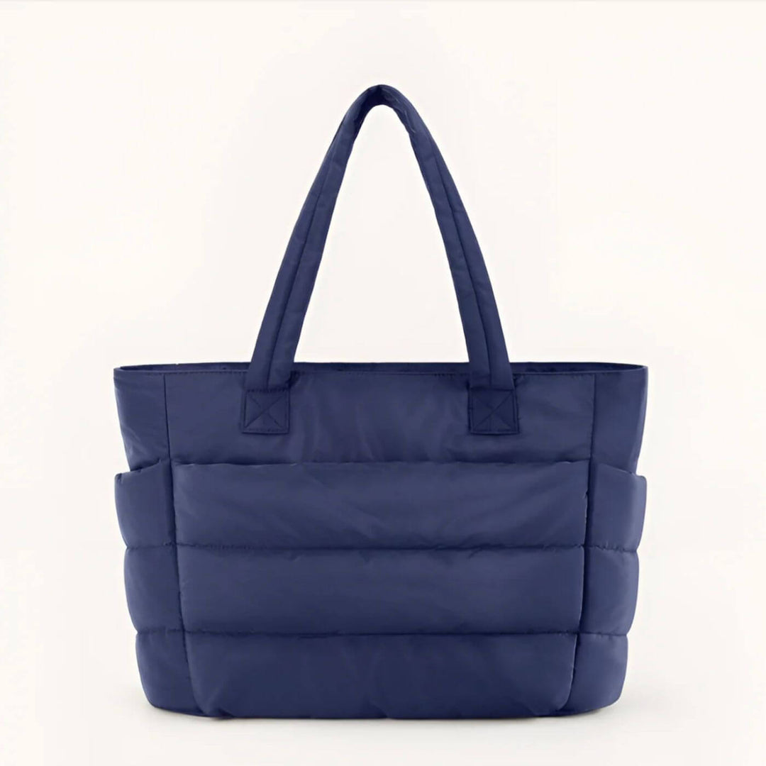 Quilted Puffer Tote Bag with Side Pockets