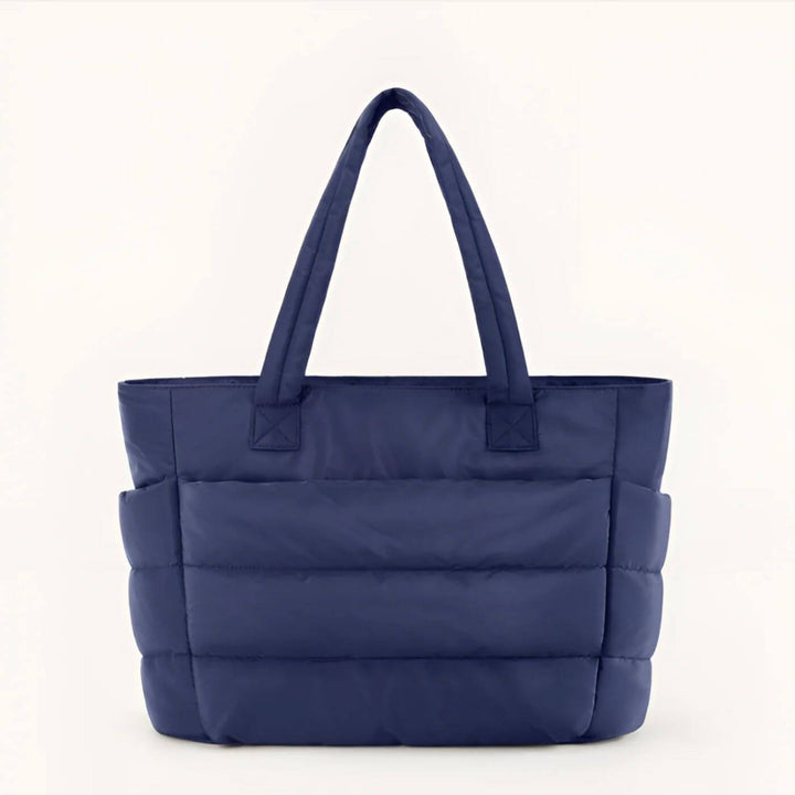 Quilted Puffer Tote Bag with Side Pockets