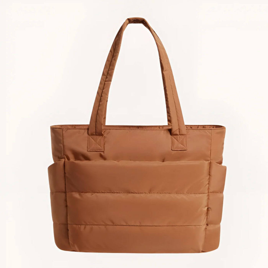 Quilted Puffer Tote Bag with Side Pockets