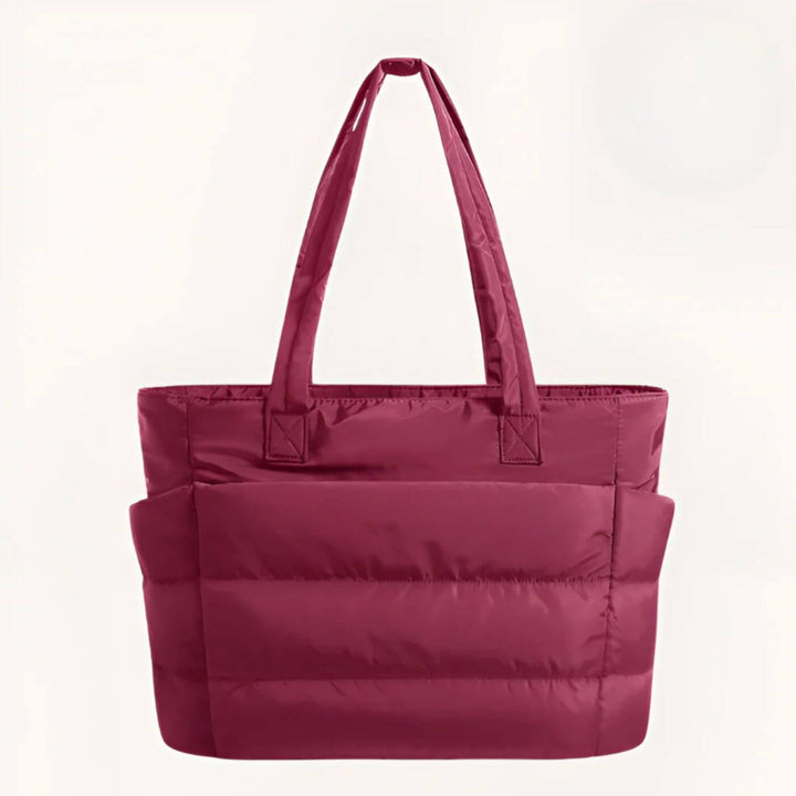 Quilted Puffer Tote Bag with Side Pockets