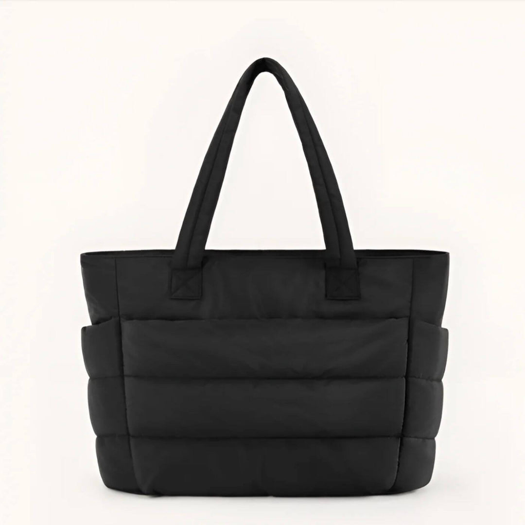 Quilted Puffer Tote Bag with Side Pockets