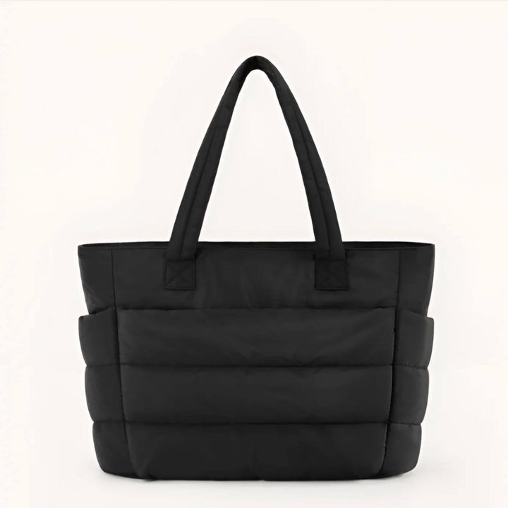 Quilted Puffer Tote Bag with Side Pockets