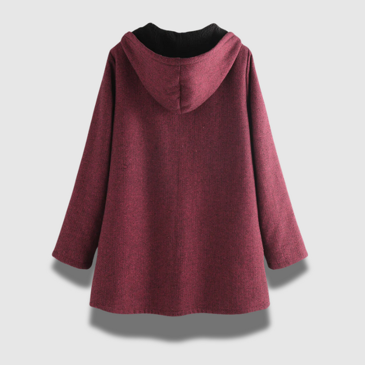 Hooded winter jacket women red back