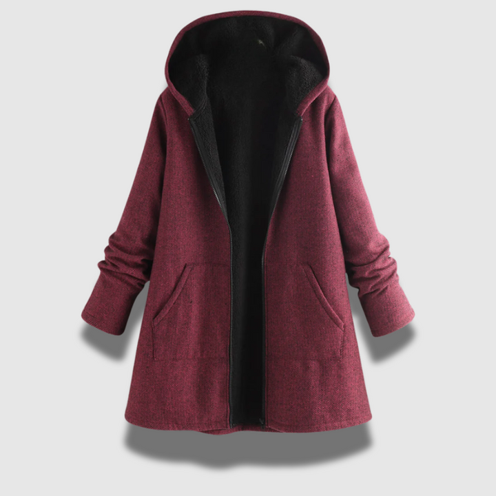 Hooded winter jacket women red