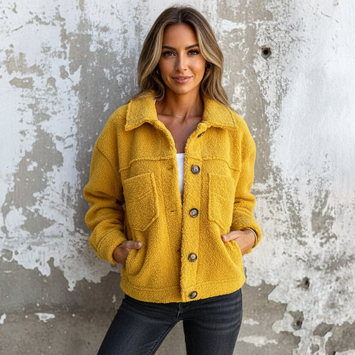 Teddy Fleece Shacket with Contrast Button Detail