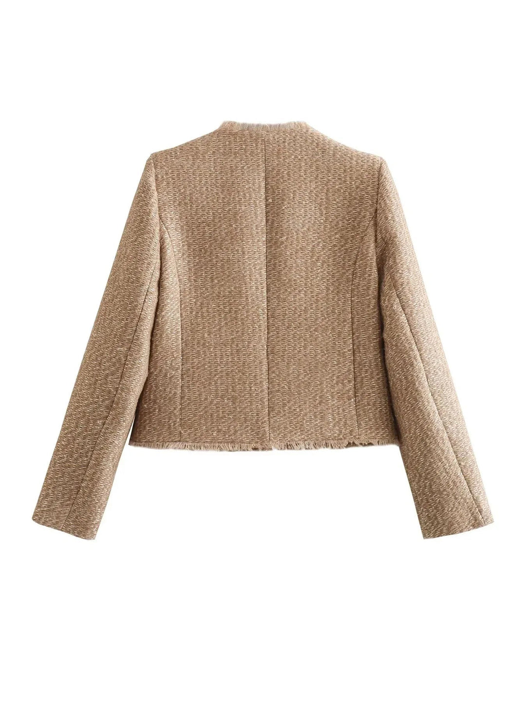 Tweed Jacket with Gold Buttons and Frayed Edge Detail