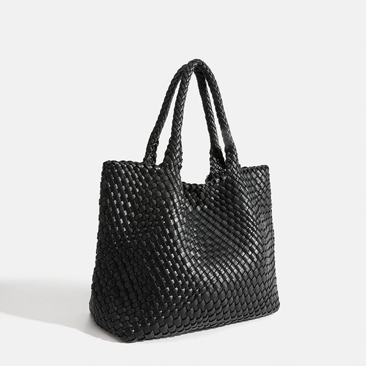 Woven Leather Tote Bag in Chunky Basket Weave