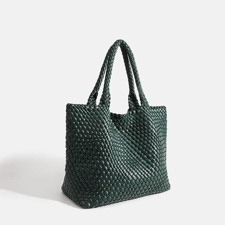 Woven Leather Tote Bag in Chunky Basket Weave