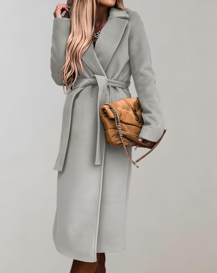 Long belted coat women detail