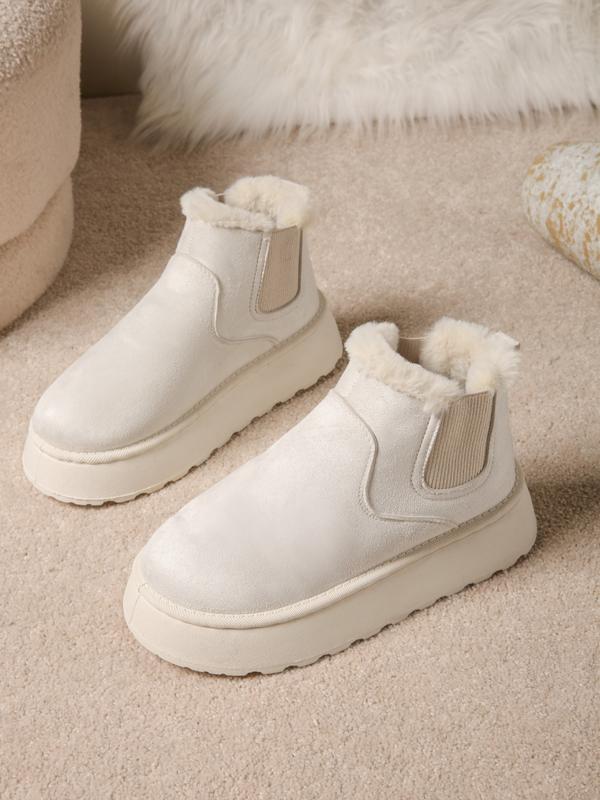 Platform Chelsea Snow Boots with Chunky Sole and Warm Lining
