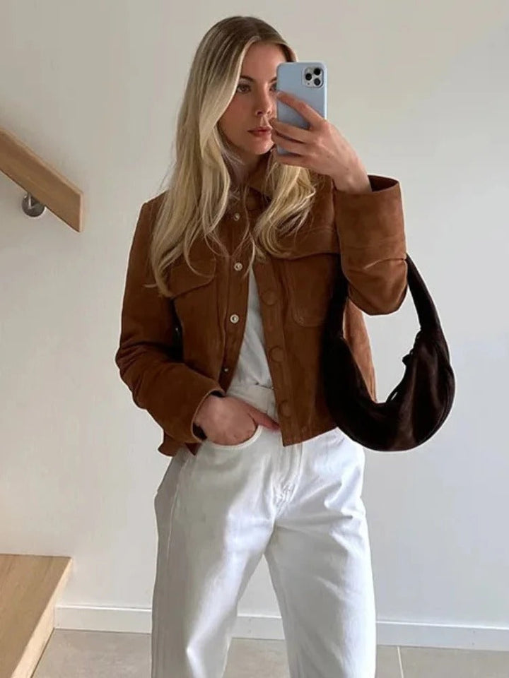 Suede jacket women detail