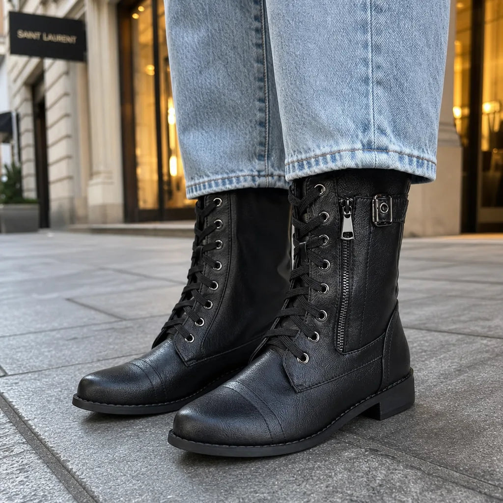 Lace up ankle boots detail
