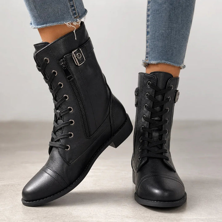 Lace up ankle boots women black
