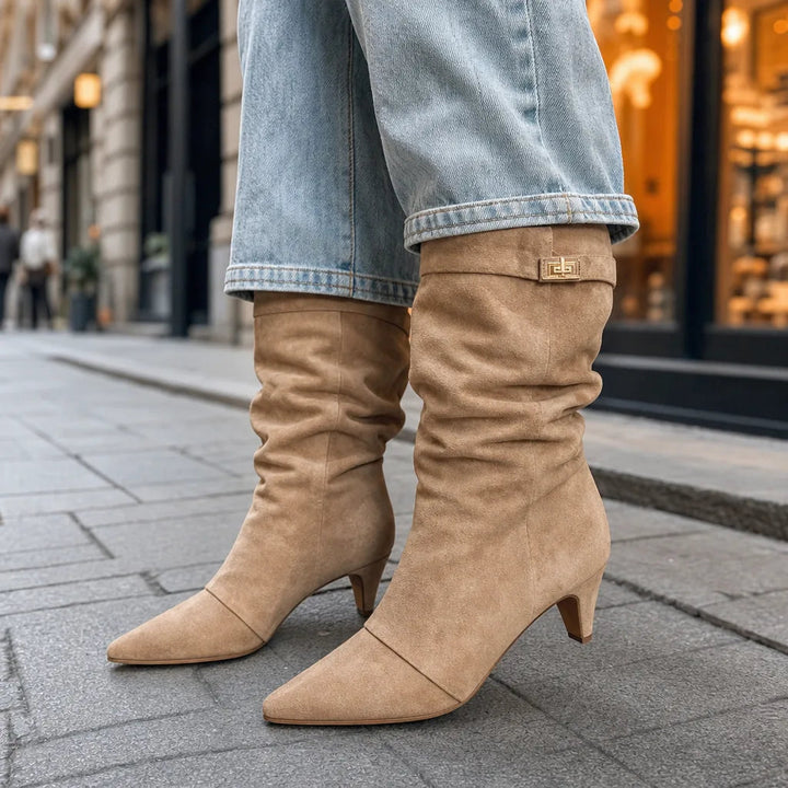 Knee high wedge boots detail