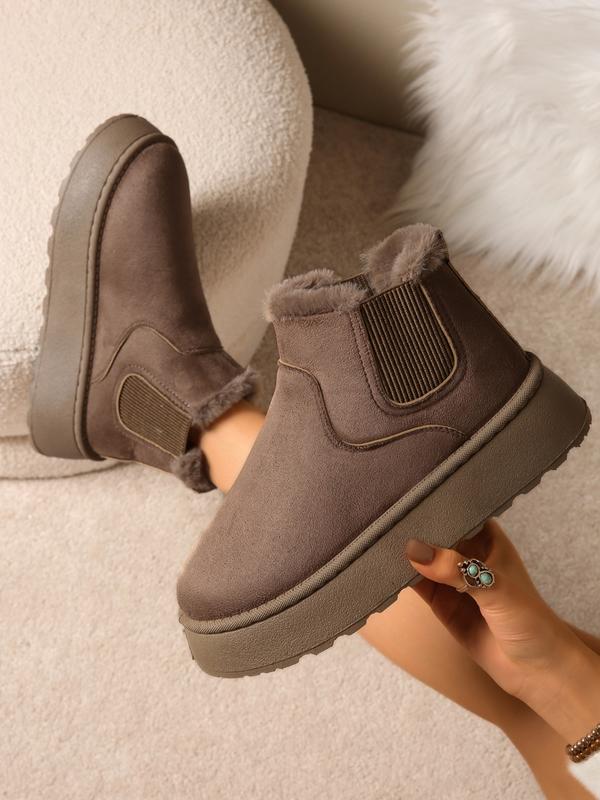 Platform Chelsea Snow Boots with Chunky Sole and Warm Lining