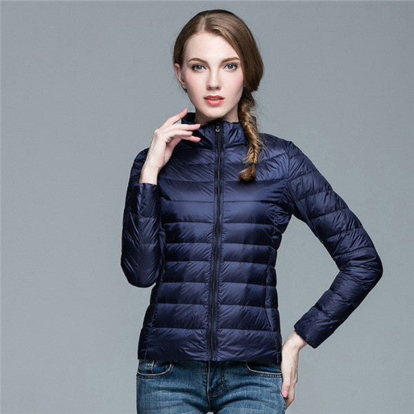 Waterproof down jacket women navy blue
