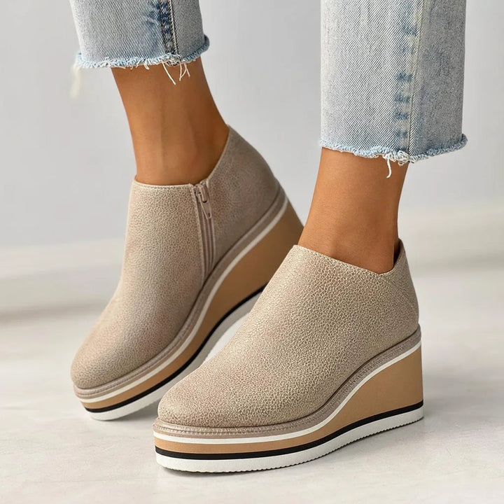 Pointed toe ankle boots women beige
