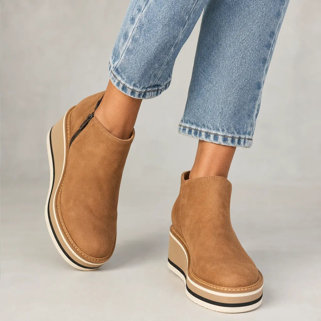 Pointed toe ankle boots women brown
