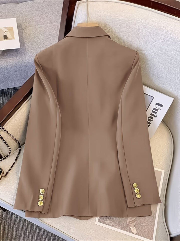 Gold button blazer women detail