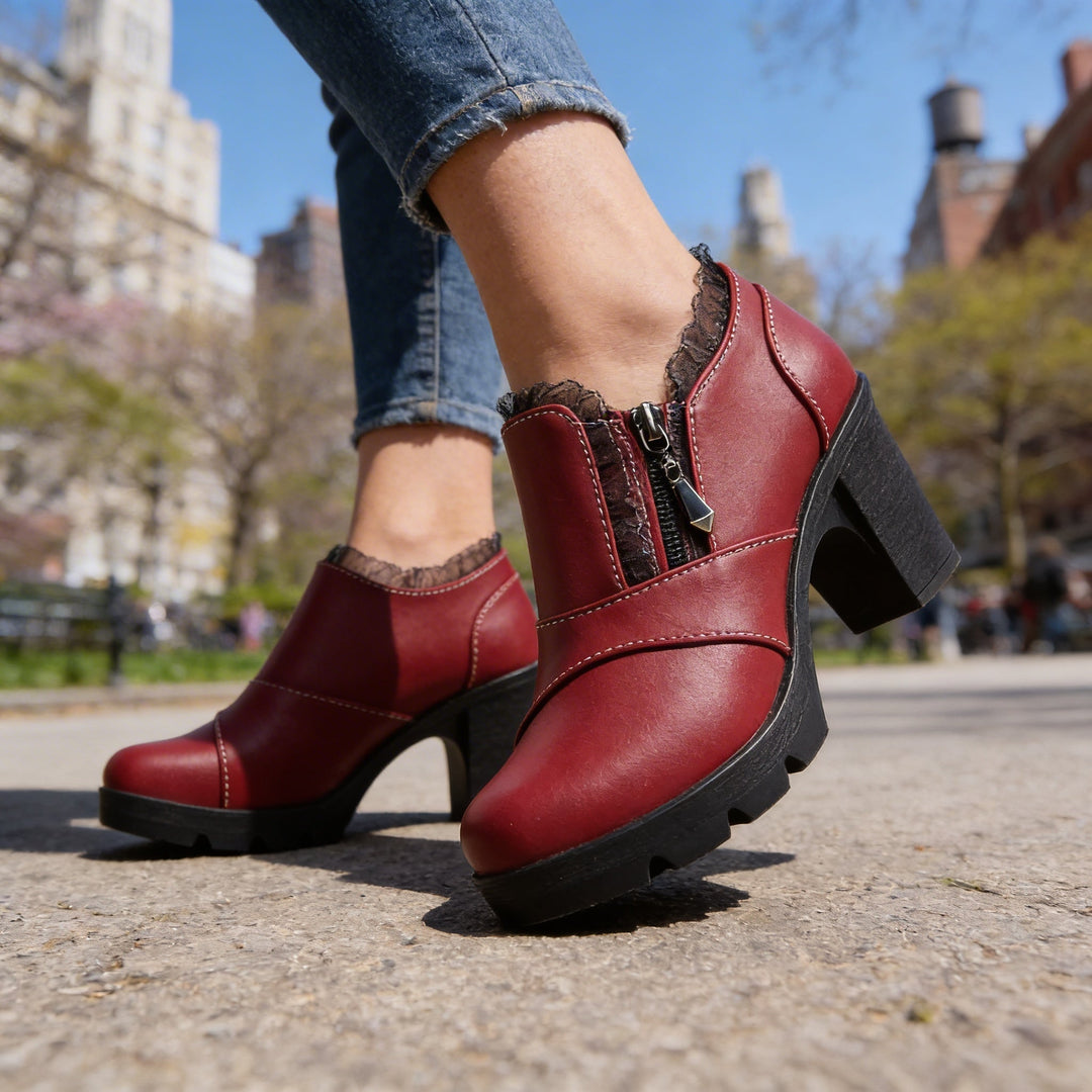 Shannon Lace-Trim Ankle Boots detail