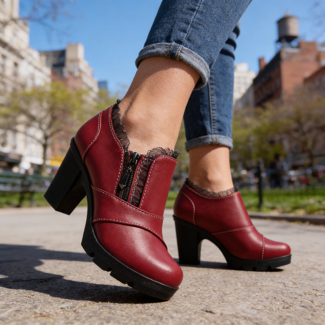 Shannon Lace-Trim Ankle Boots