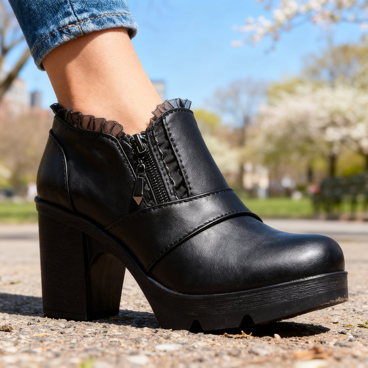 Shannon Lace-Trim Ankle Boots detail