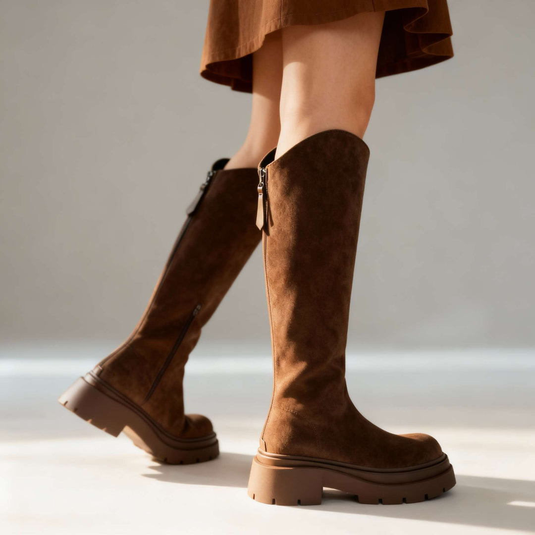 Knee high boots women brown