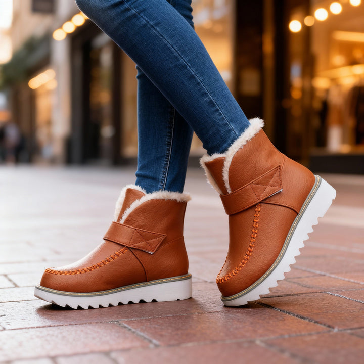 Sherpa lined winter ankle boots detail